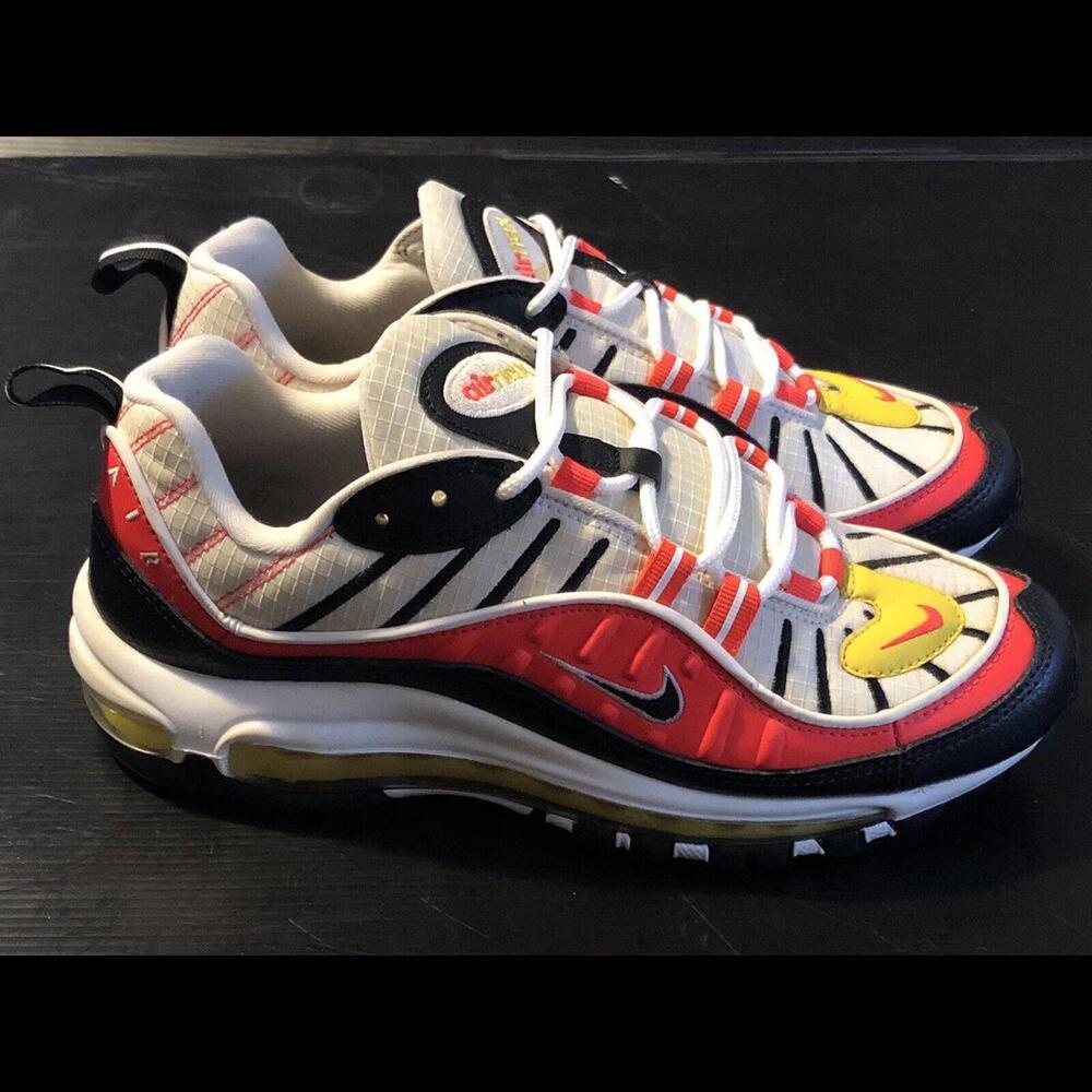 Nike Air Max 98 'Chrome Yellow' Black White [640744-016] Neon Sz: 7Y Unisex